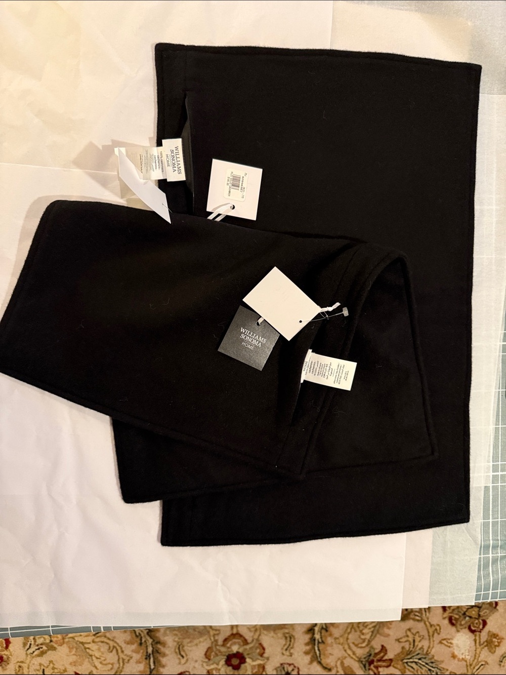 Two Williams Sonoma Home Black Cashmere Pillow Covers 14” x 22” NEW